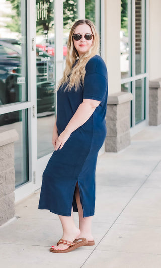 I'm Talking Cuteness Midi Dress in Navy