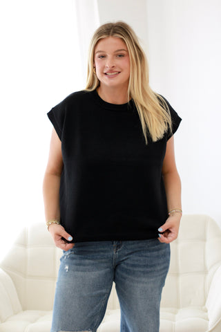 Warm Feelings Short Sleeve Sweater in Black