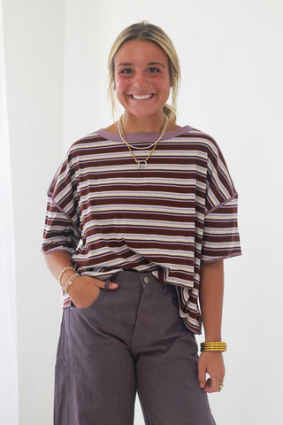 Focus on Me Striped Top in Fig