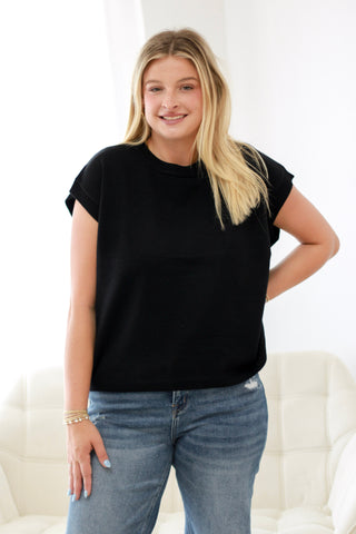 Warm Feelings Short Sleeve Sweater in Black