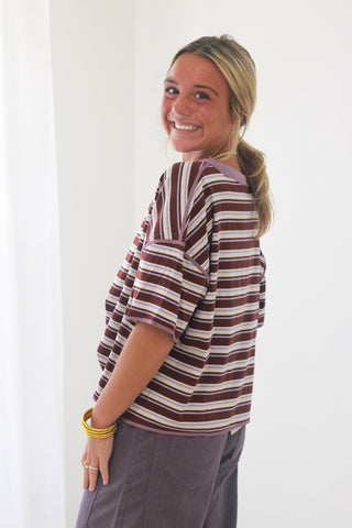 Focus on Me Striped Top in Fig