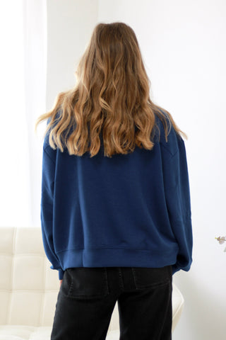 Pull It Off Scuba Pullover in Lt Navy
