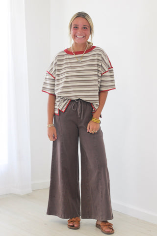 Focus on Me Striped Top in Cocoa
