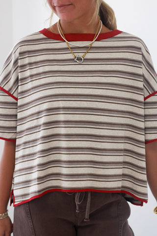 Focus on Me Striped Top in Cocoa