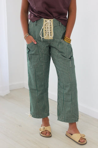 The Most of Me Striped Pants in Forest Green