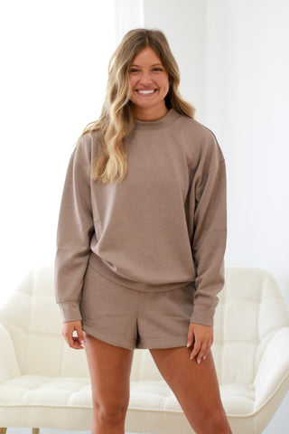 Snuggle Season Scuba Shorts Set in Cocoa