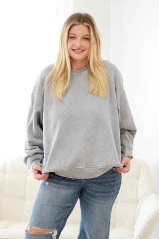 You're It Acid Wash Sweatshirt in Sleet