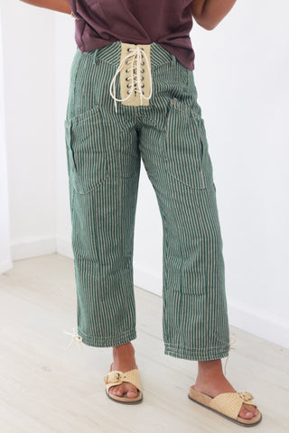 The Most of Me Striped Pants in Forest Green