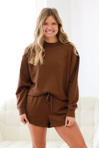 Snuggle Season Scuba Shorts Set in Brown