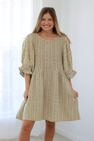 Blushing for You Floral Dress in Sage Gray