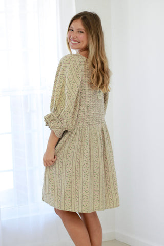 Blushing for You Floral Dress in Sage Gray