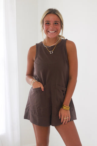 Country Dance Romper in Brown