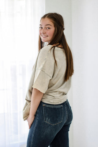 On the Edge of Fall Washed Top in Sleet