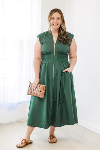 Party Glam Midi Dress in Hunter