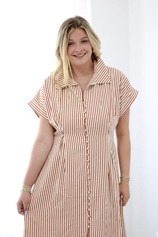 Lady-Like Pin Stripe Midi Dress