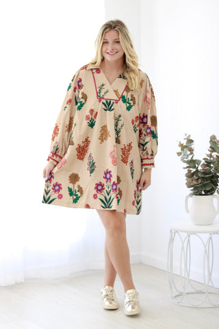 Southern Harvest Dress in Tan
