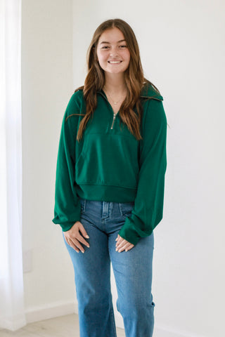 Run Around Town Pullover in Dark Green