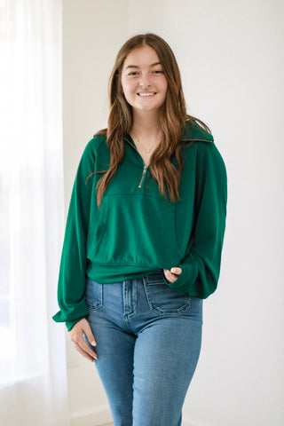 Run Around Town Pullover in Dark Green