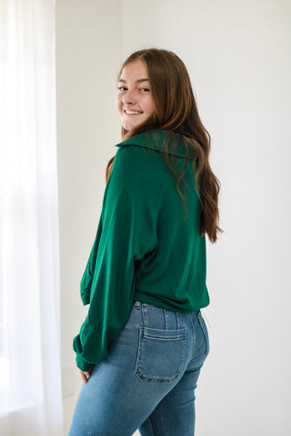 Run Around Town Pullover in Dark Green