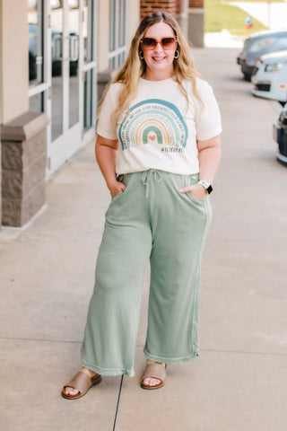 Say No More Wide Leg Pants in Sage