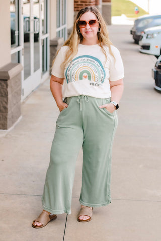 Say No More Wide Leg Pants in Sage