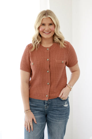 Textured in Time Button Up Sweater