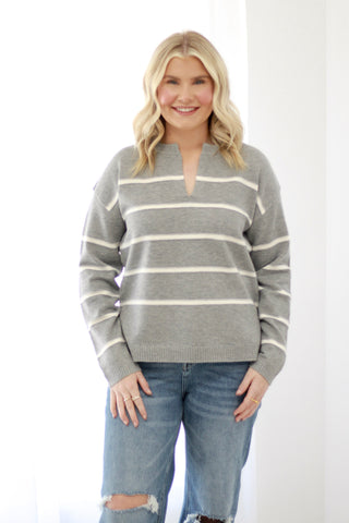 Hot Toddy Sweater in Gray/White