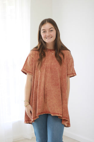 Free & Easy Mineral Wash Top in Rust