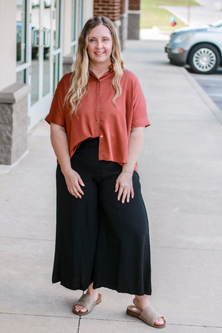 Leave With Me Button Up Top in Coco