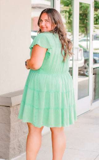 Under the Willow Tree Green Washed Dress