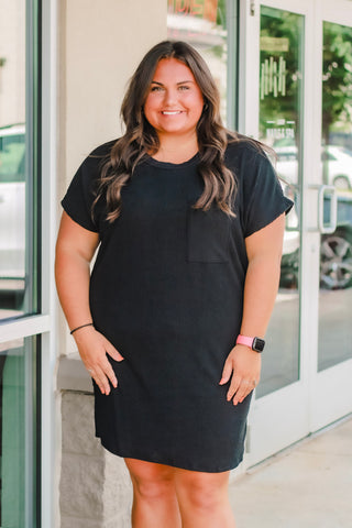 Relying On Ribbed Dress in Black