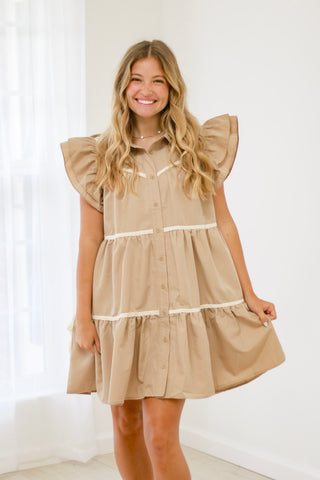 Cusp of Fall Mocha Dress