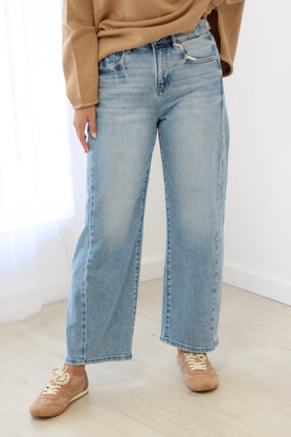 Buttoned with Love Risen High Rise Crop Barrel Jeans