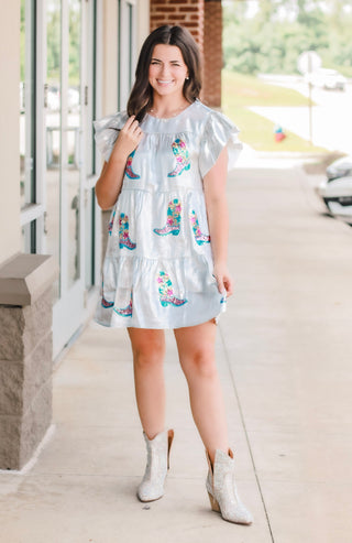 She's Gone Country Dress with Sequins Boots