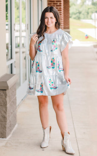 She's Gone Country Dress with Sequins Boots