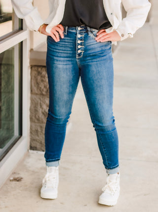 Time of My Life Judy Blue Button Fly Skinny Jeans