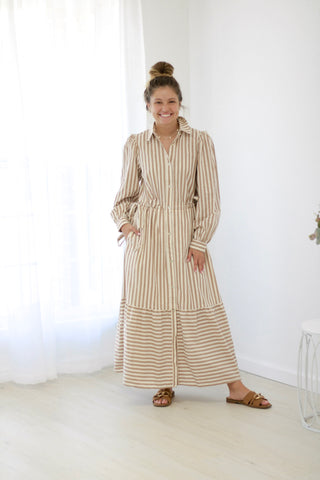 Counting on You Mocha Stripe Dress