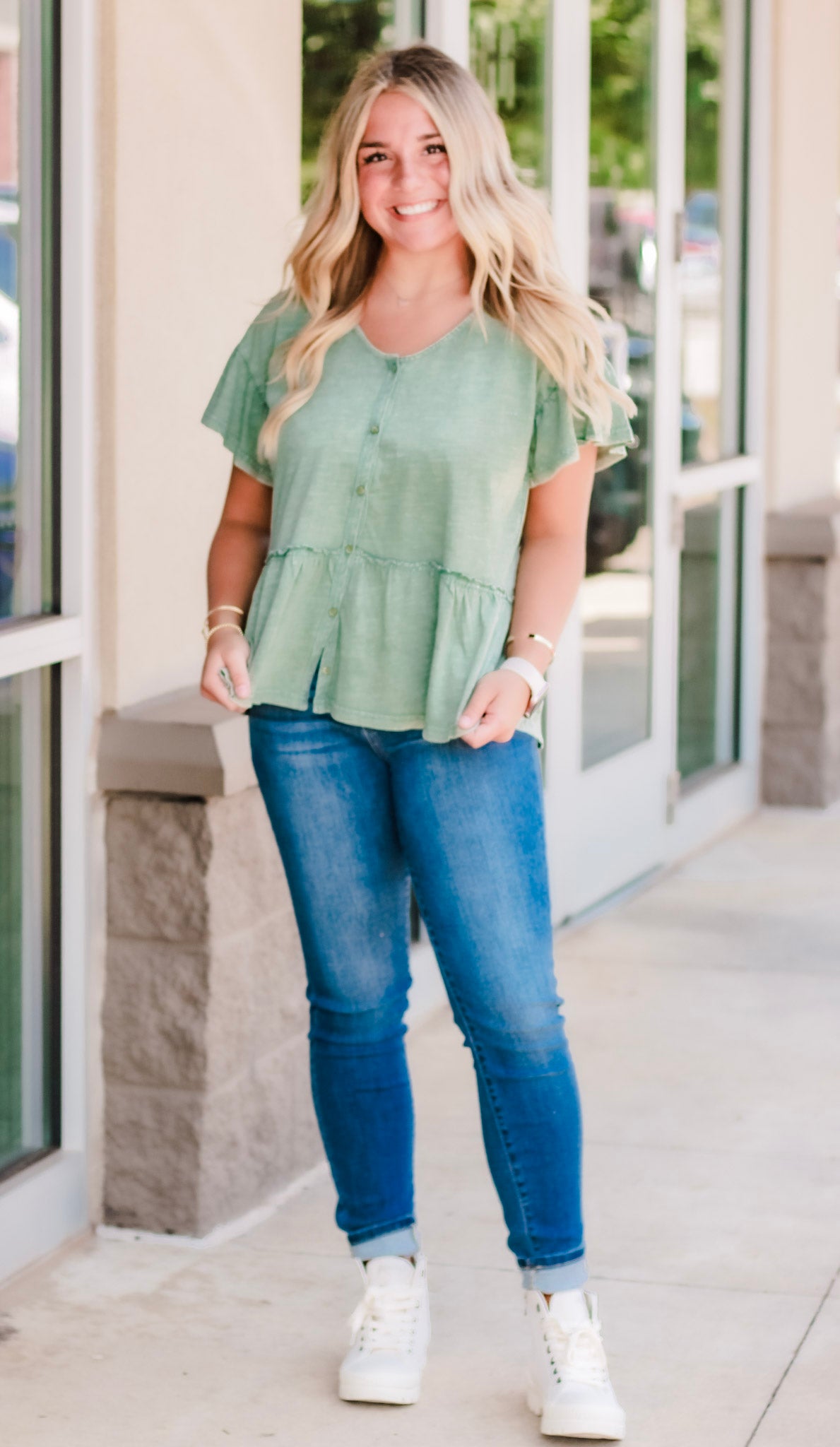 Life Changes Top in Forest Green
