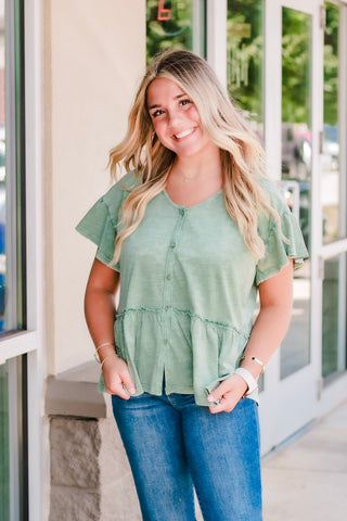 Life Changes Top in Forest Green
