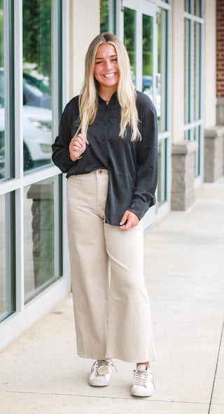 Working 9 to 5 Tan Denim Cropped Pants