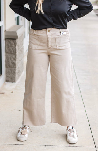 Working 9 to 5 Tan Denim Cropped Pants