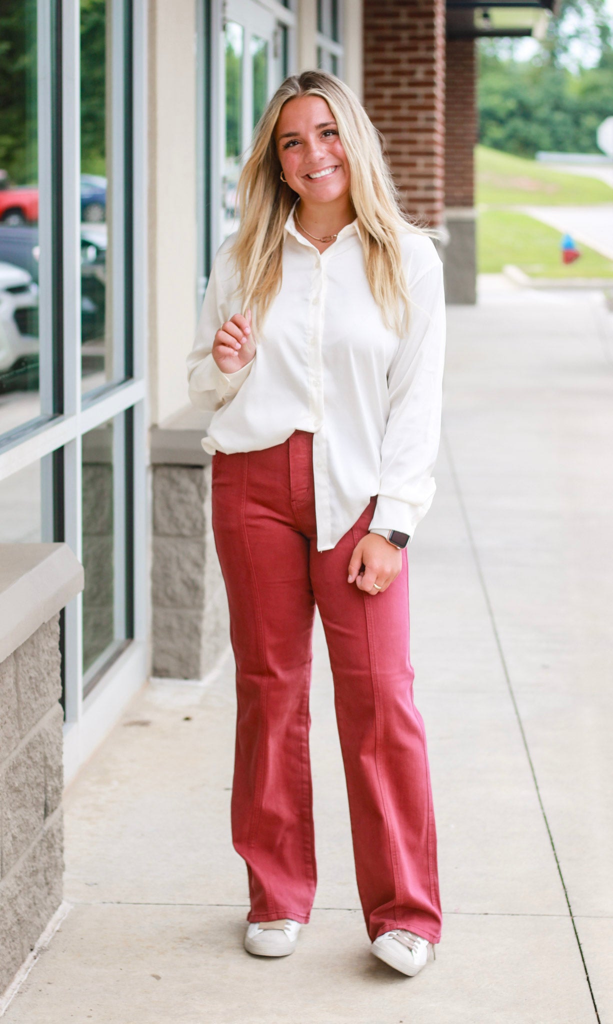 Off to Fall Judy Blue Straight Leg Jeans in Burgundy