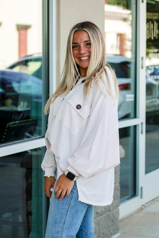 She's the One Cream Ribbed Pullover