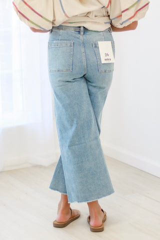 Light Wash Stylish Girl Fashion Mica Wide Leg