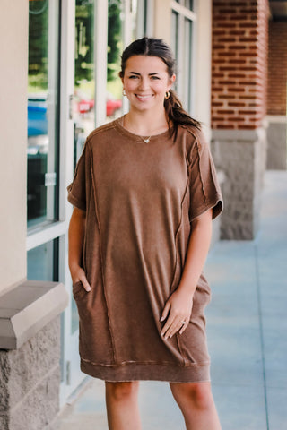 On the Town Dress in Chocolate Brown