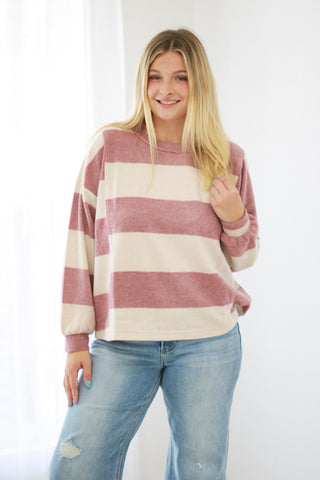 Somebody Save Me Striped Top in Burgundy