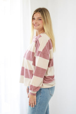 Somebody Save Me Striped Top in Burgundy