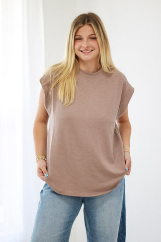 Sounds Like Fun Ribbed Tee in Walnut