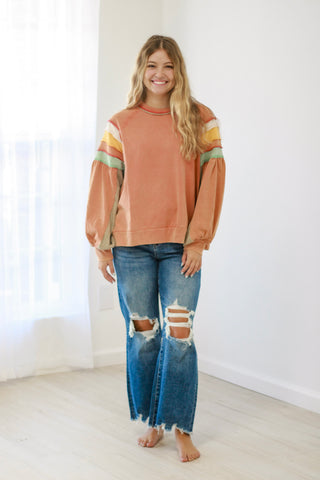 On the Go Trendy Top in Muted Pumpkin