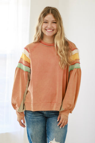 On the Go Trendy Top in Muted Pumpkin